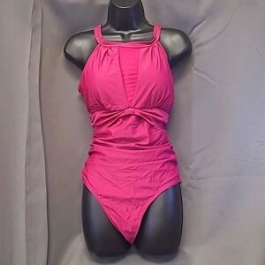 12 Crazy Women's One Piece Swimsuit with Tummy Control, Magenta (Pink), Size XL